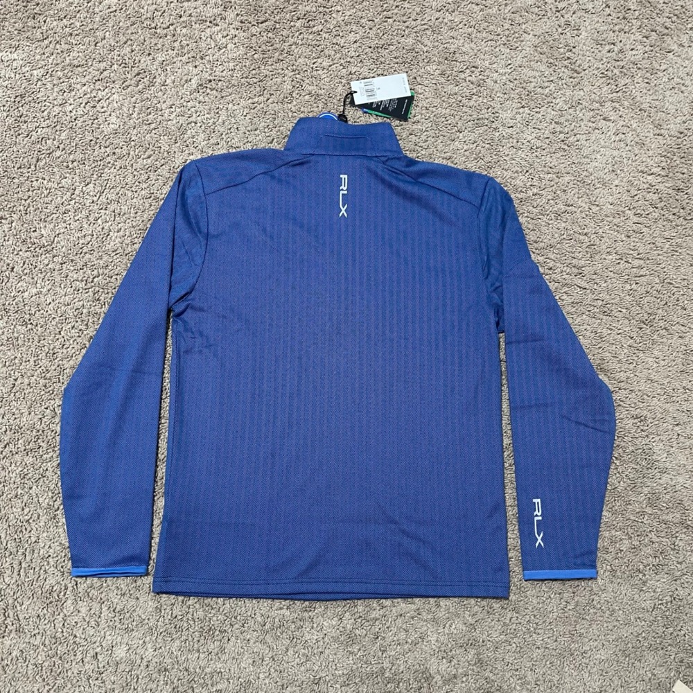 RLX Ralph Lauren Pullover Mens Small Blue Herringbone Luxury Performance 1/4 Zip - Picture 7 of 11
